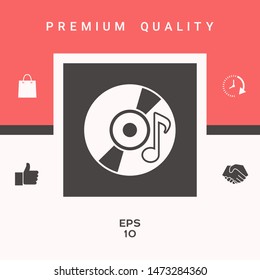 CD, DVD with music symbol icon. Graphic elements for your design