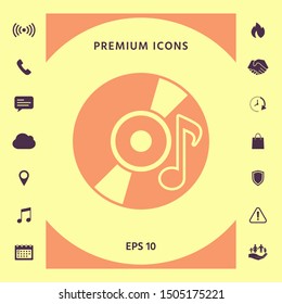 CD, DVD with music symbol icon. Graphic elements for your design