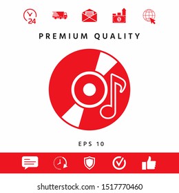 CD, DVD with music symbol icon. Graphic elements for your design