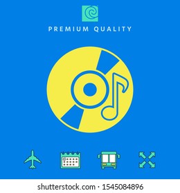 CD, DVD with music symbol icon. Graphic elements for your design