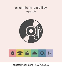 CD, DVD with music symbol icon. Graphic elements for your design