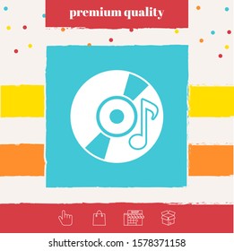 CD, DVD with music symbol icon. Graphic elements for your design