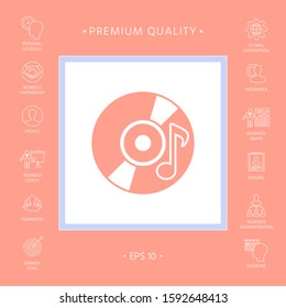 CD, DVD with music symbol icon. Graphic elements for your design