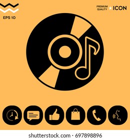 CD, DVD with music symbol icon