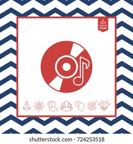 CD, DVD with music symbol icon