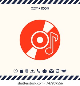 CD, DVD with music symbol icon