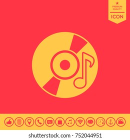 CD, DVD with music symbol icon