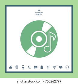 CD, DVD with music symbol icon