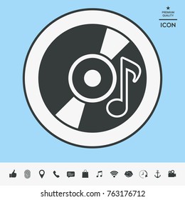 CD, DVD with music symbol icon