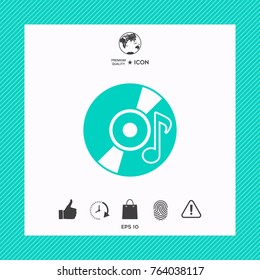 CD, DVD with music symbol icon