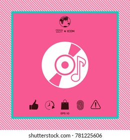 CD, DVD with music symbol icon