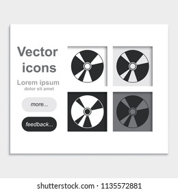 CD or DVD placed on web page template flat vector icon.
