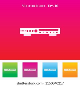CD or DVD Player Icon in Colored Square box. eps-10