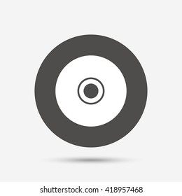 CD or DVD sign icon. Compact disc symbol. Gray circle button with icon. Vector