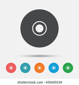 CD or DVD sign icon. Compact disc symbol. Graphic element on white background. Colour clean flat disc icons. Vector