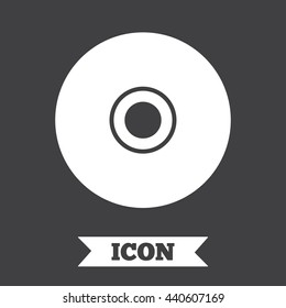 CD or DVD sign icon. Compact disc symbol. Graphic design element. Flat disc symbol on dark background. Vector