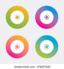CD or DVD sign icon. Compact disc symbol. Gradient flat buttons with icon. Modern design. Vector