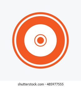 CD or DVD sign icon. Compact disc symbol. Graphic design element. Flat disc symbol on the round button. Vector