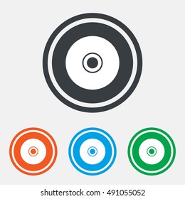 CD or DVD sign icon. Compact disc symbol. Graphic design web element. Flat disc symbol on the round button. Vector