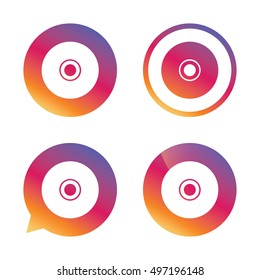 CD or DVD sign icon. Compact disc symbol. Gradient buttons with flat icon. Speech bubble sign. Vector