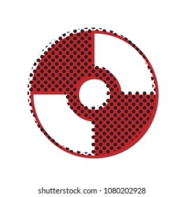 CD or DVD sign. Vector. Brown icon with shifted black circle pattern as duplicate at white background. Isolated.