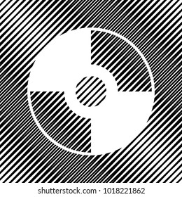 CD or DVD sign. Vector. Icon. Hole in moire background.