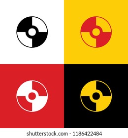 CD or DVD sign. Vector. Icons of german flag on corresponding colors as background.