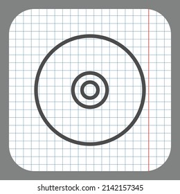 CD DVD simple icon. Flat desing. On graph paper. Grey background.ai