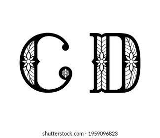 CD Elegant capital letters for use as initial monogram or logo emblems.