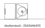CD Envelope Package, dvd case continuouse one line drawing, Compact disc, Cd Case line icon. Disc linear style sign for mobile concept and web design. Compact disk box outline vector icon. Music. 