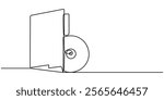 CD Envelope Package, dvd case continuouse one line drawing, Compact disc, Cd Case line icon. Disc linear style sign for mobile concept and web design. Compact disk box outline vector icon. Music. 
