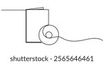 CD Envelope Package, dvd case continuouse one line drawing, Compact disc, Cd Case line icon. Disc linear style sign for mobile concept and web design. Compact disk box outline vector icon. Music. 