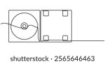 CD Envelope Package, dvd case continuouse one line drawing, Compact disc, Cd Case line icon. Disc linear style sign for mobile concept and web design. Compact disk box outline vector icon. Music. 