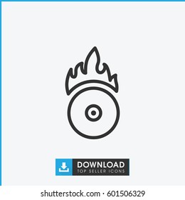 CD fire icon. simple outline CD fire vector icon. on white background.
