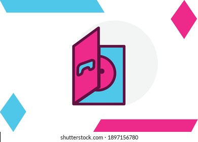  CD game icon filled line color .Game genres and attributes elements.