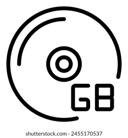 Cd gigabyte icon outline vector. Code storage. Data memory