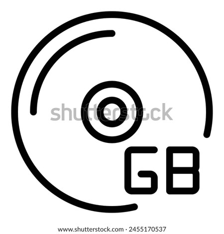 Cd gigabyte icon outline vector. Code storage. Data memory