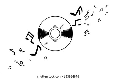 Cd Hand Drawn With Music Note