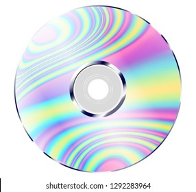 CD with holographic color ripples for hipster style and vaporwave posters or covers