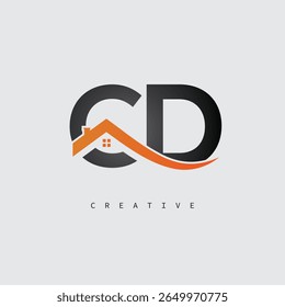 CD House Letter Logo – Creative Real Estate Monogram with Roof Shape and Home Icon for Property, Architecture and Modern Branding Identity