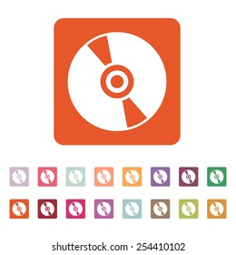 The cd icon. Compact disk symbol. Flat Vector illustration. Button Set