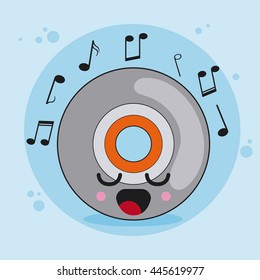 cd icon. Kawaii and technology. Vector graphic