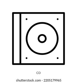 Cd Icon. Line Art Style Design Isolated On White Background