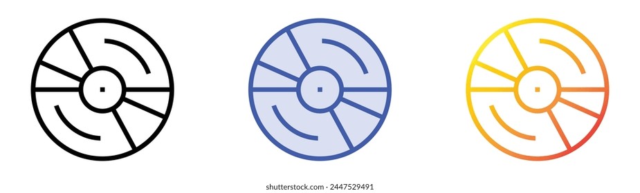 cd icon. Linear, Blue Fill and Gradient Style Design Isolated On White Background
