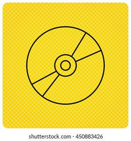 CD or  icon. Multimedia sign. Linear icon on orange background. Vector