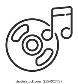 CD icon, Music band symbol outline icon, editable vector illustration and transparent graphic element. Isolated on white background