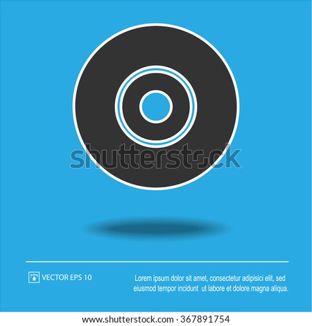 CD icon on blue background. Compact disc symbol. Isolated black and white vector illustration EPS 10.