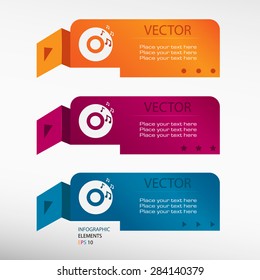 CD icon on origami paper banners. Can be used for workflow layout, diagram, business step options, banner, web design