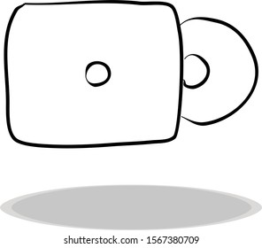 CD icon on white background, flat design, hand drawing. Illustration of disk, contour of symbol black