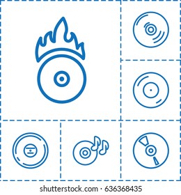 Cd icon. set of 6 cd outline icons such as